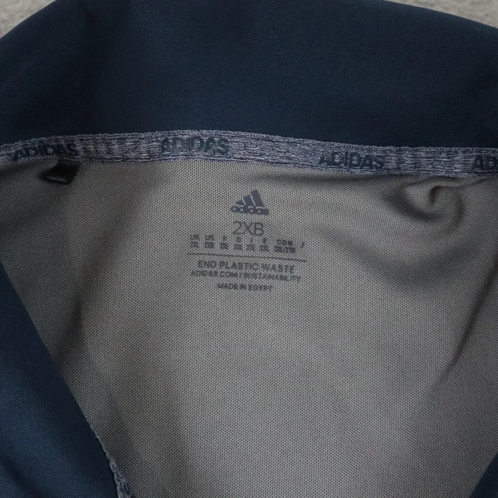 Adidas Polo Shirt Mens 2XB Big Performance Golf Blue‎ Gray Short Sleeve